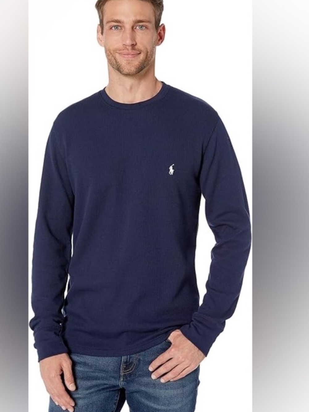 Polo Ralph Lauren Waffle Knit Men’s Thermal Henley 2xl Navy Muscle Dadcore
